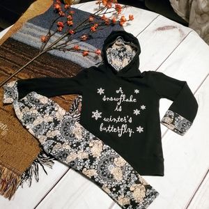 2piece black Hoodie Leggings Outfit S Snowflake
